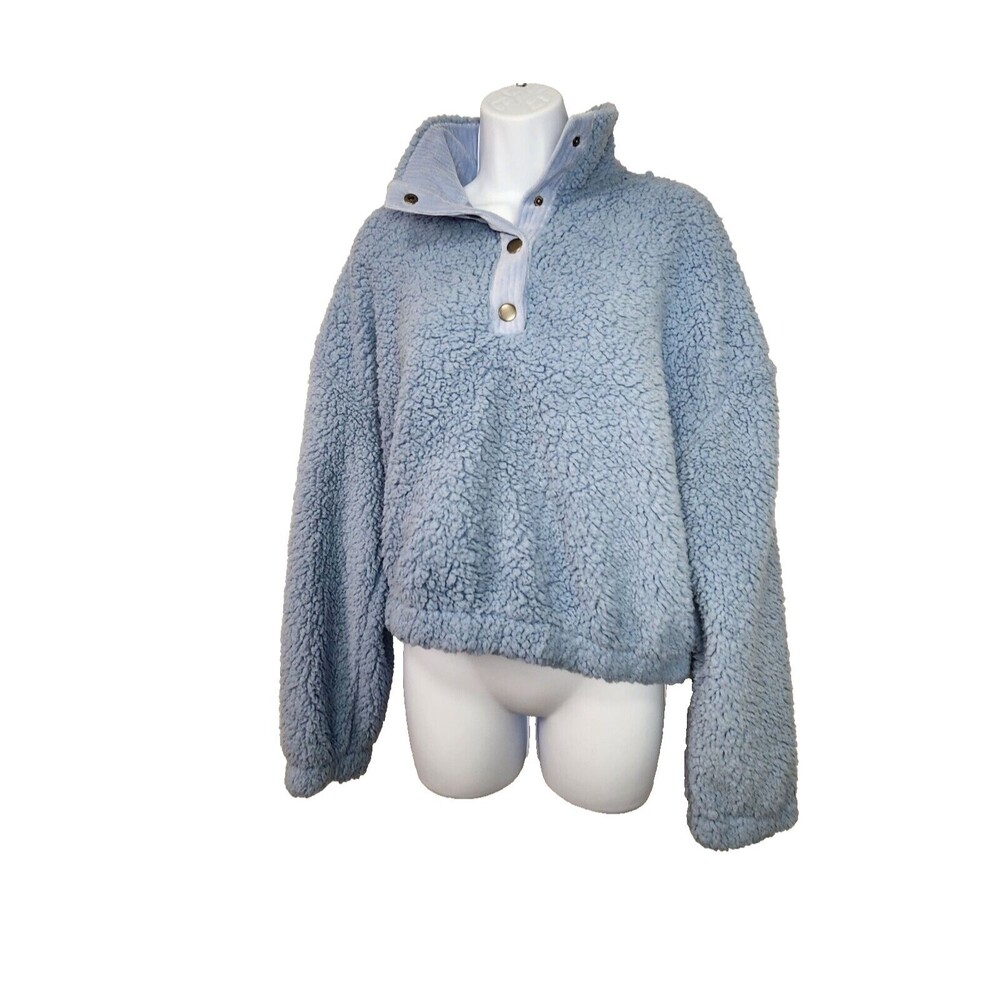 Yarn & Sea Sherpa Pullover Blue Rain Women's Size Large NWT